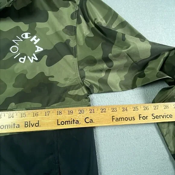 Champion Windbreaker Jacket Mens Small Black Green Camo Pocket Hooded Shell Zip - Picture 8 of 11